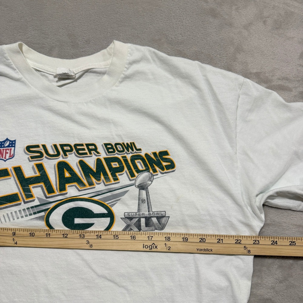 VTG Green Bay Packers T Shirt Super Bowl XLV Champions Mens XL White NFL Alstyle - Picture 8 of 11